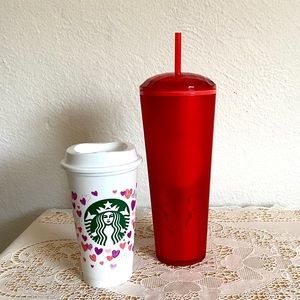 ❤️NEW SET ❤️ Starbucks 2022 Valentine Red Dome & Color Changing Heart Cup. NWT!